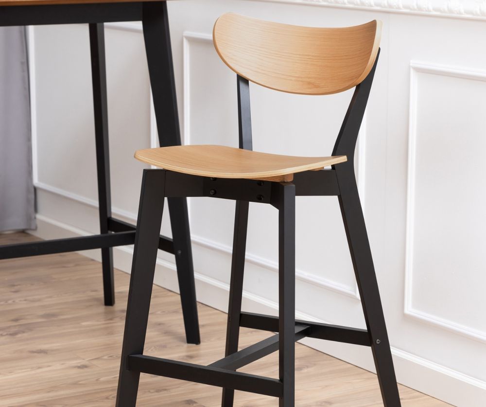 Roxby Black and Oak Bar Stool Set of 2