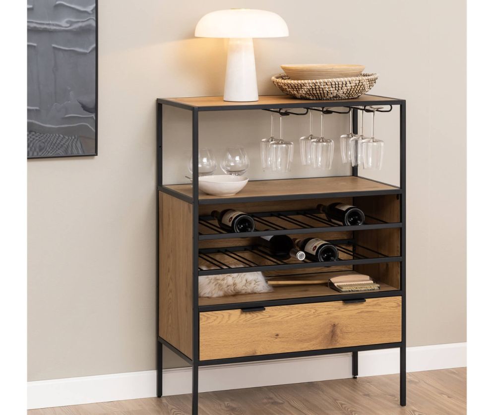 Seaford Black and Oak Cabinet 