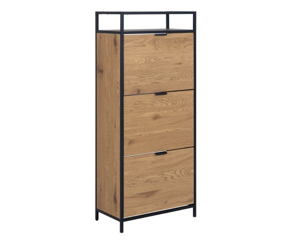 Seaford Black and Oak Shoe Cabinet 