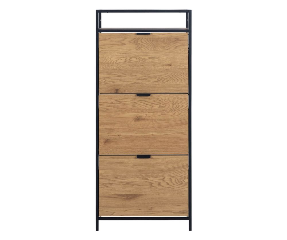 Seaford Black and Oak Shoe Cabinet 