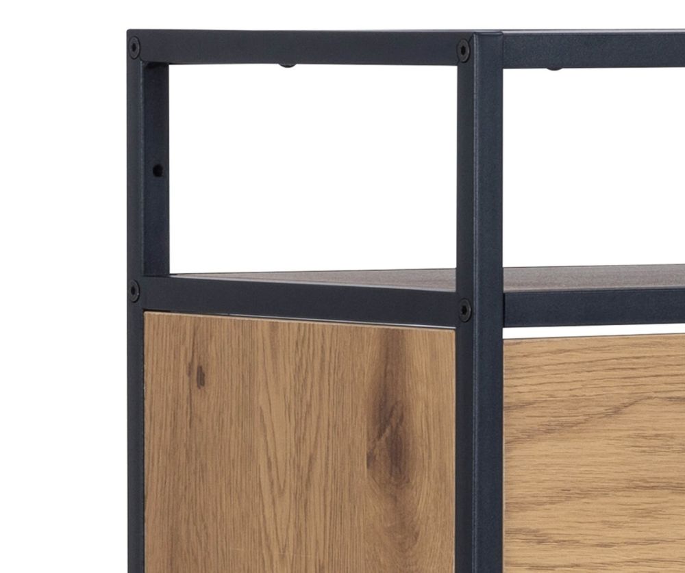 Seaford Black and Oak Shoe Cabinet 