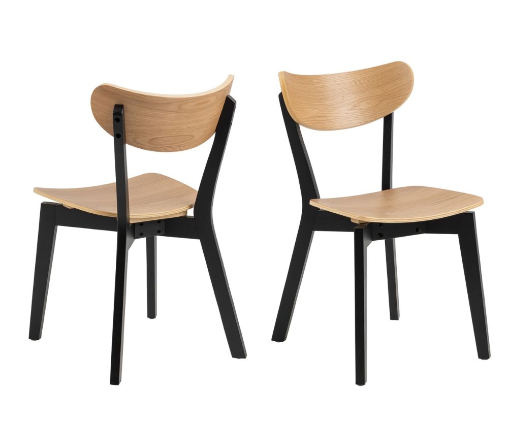 Roxby Black and Oak Dining Chairs Set of 2
