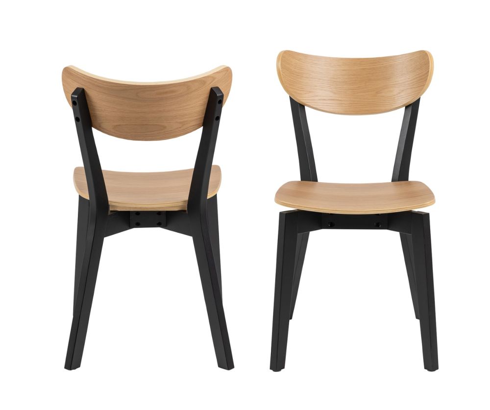 Roxby Black and Oak Dining Chairs Set of 2