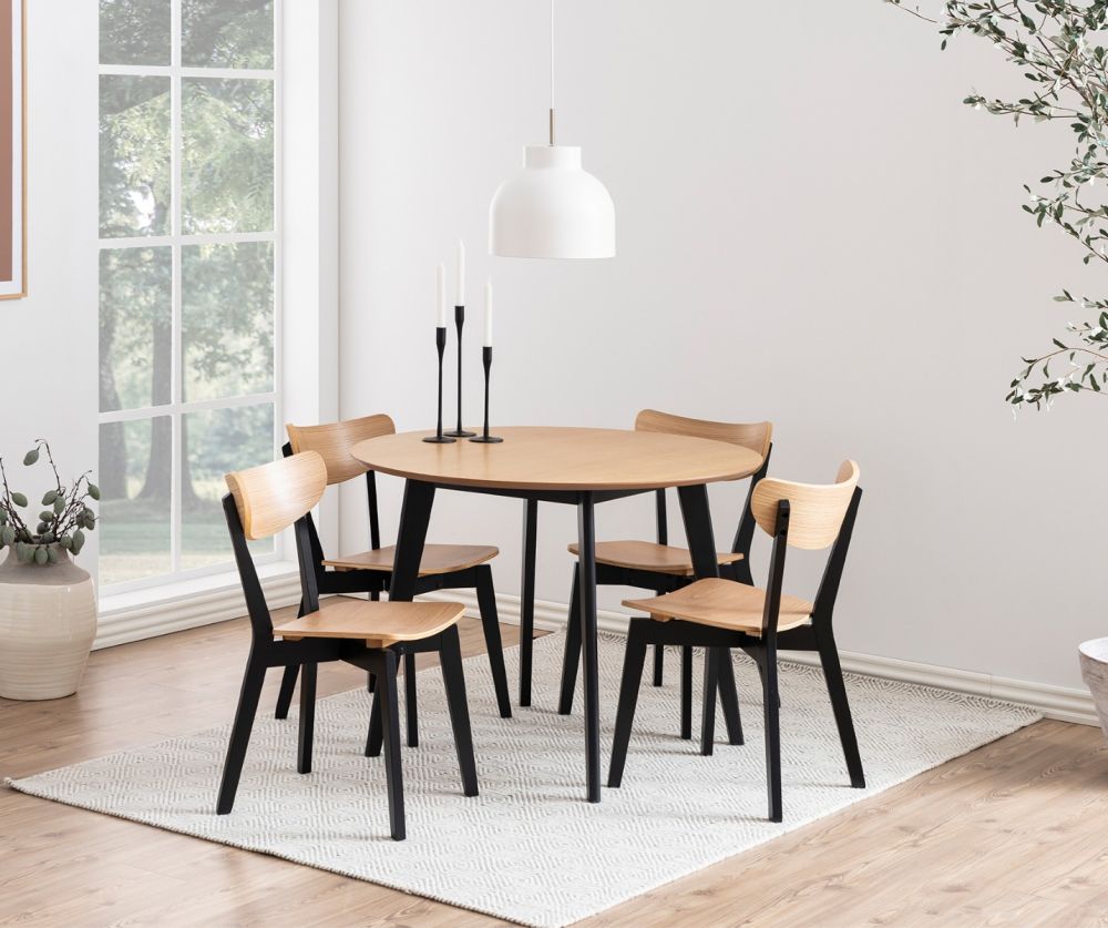 Roxby Black and Oak Dining Chairs Set of 2
