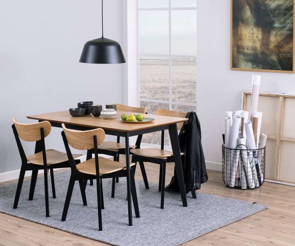 Roxby Black and Oak Dining Chairs Set of 2