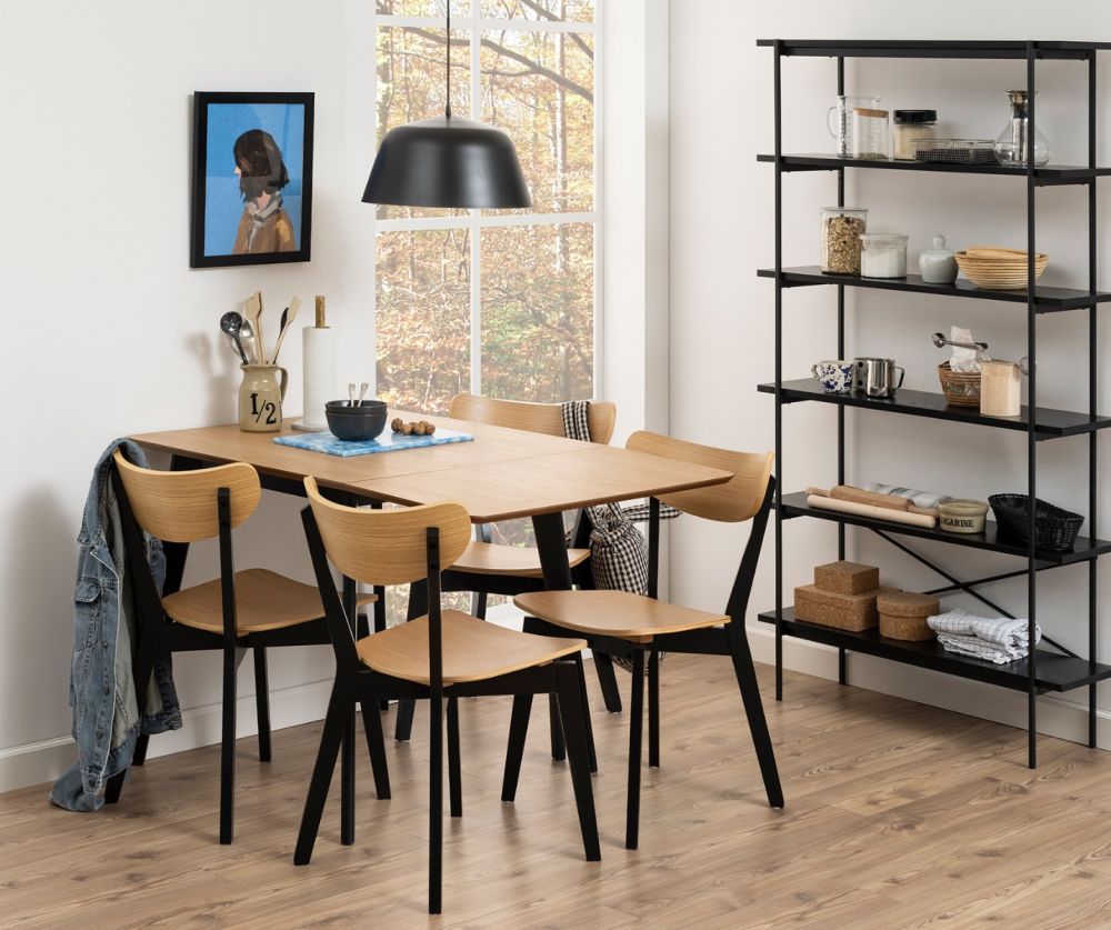 Roxby Black and Oak Dining Chairs Set of 2