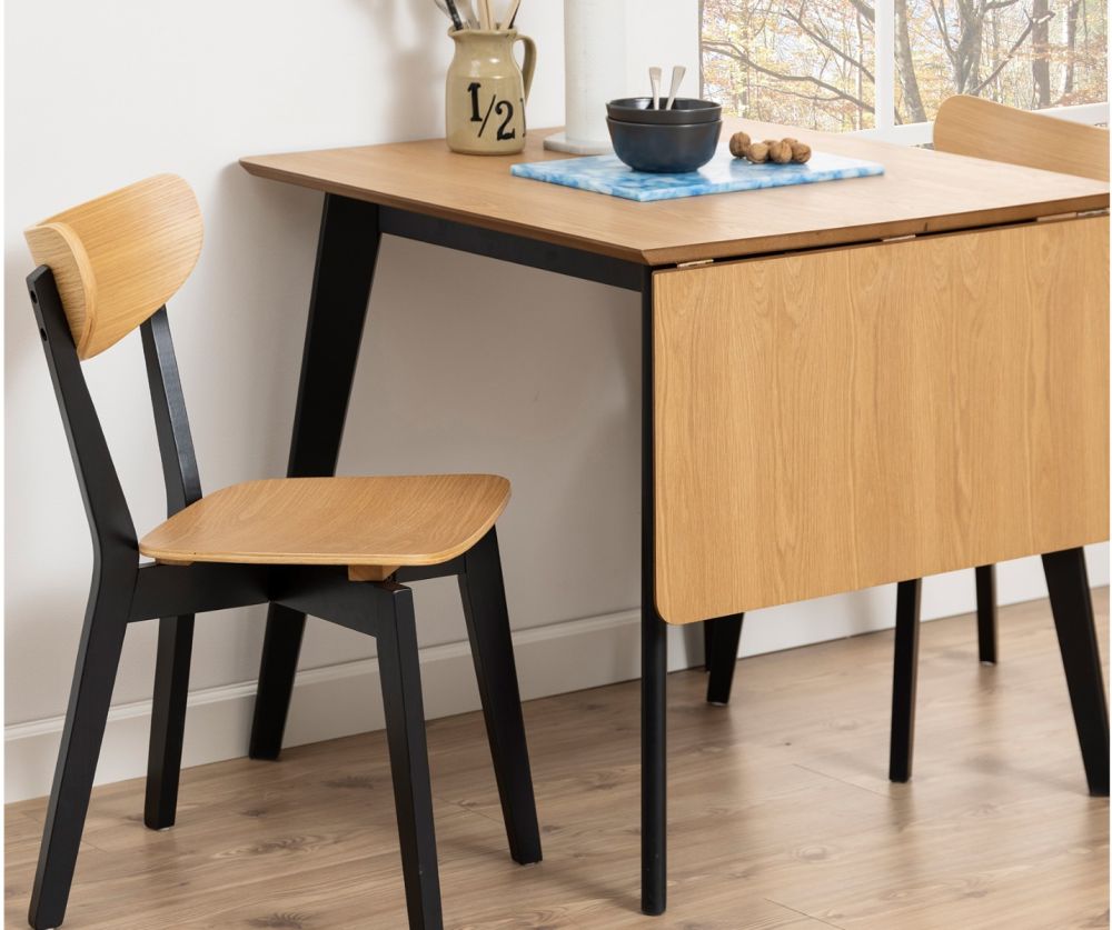 Roxby Black and Oak Dining Chairs Set of 2