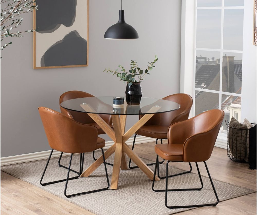 Heaven Round Dining Table with Glass Top 