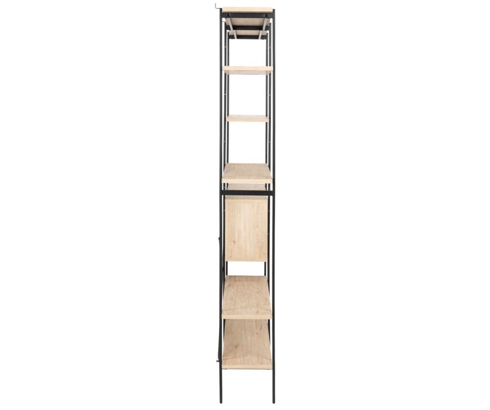 Angus White Oak And Black 1 Sliding Door And 5 Shelves Bookcase 