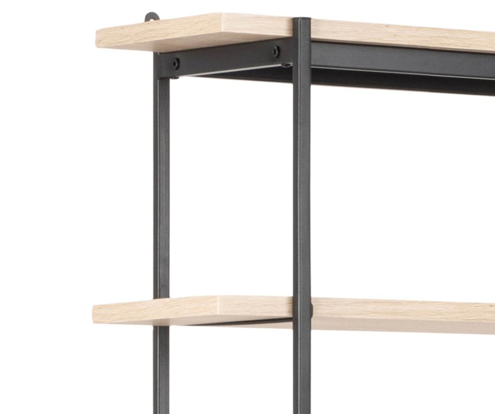 Angus White Oak And Black 1 Sliding Door And 5 Shelves Bookcase 