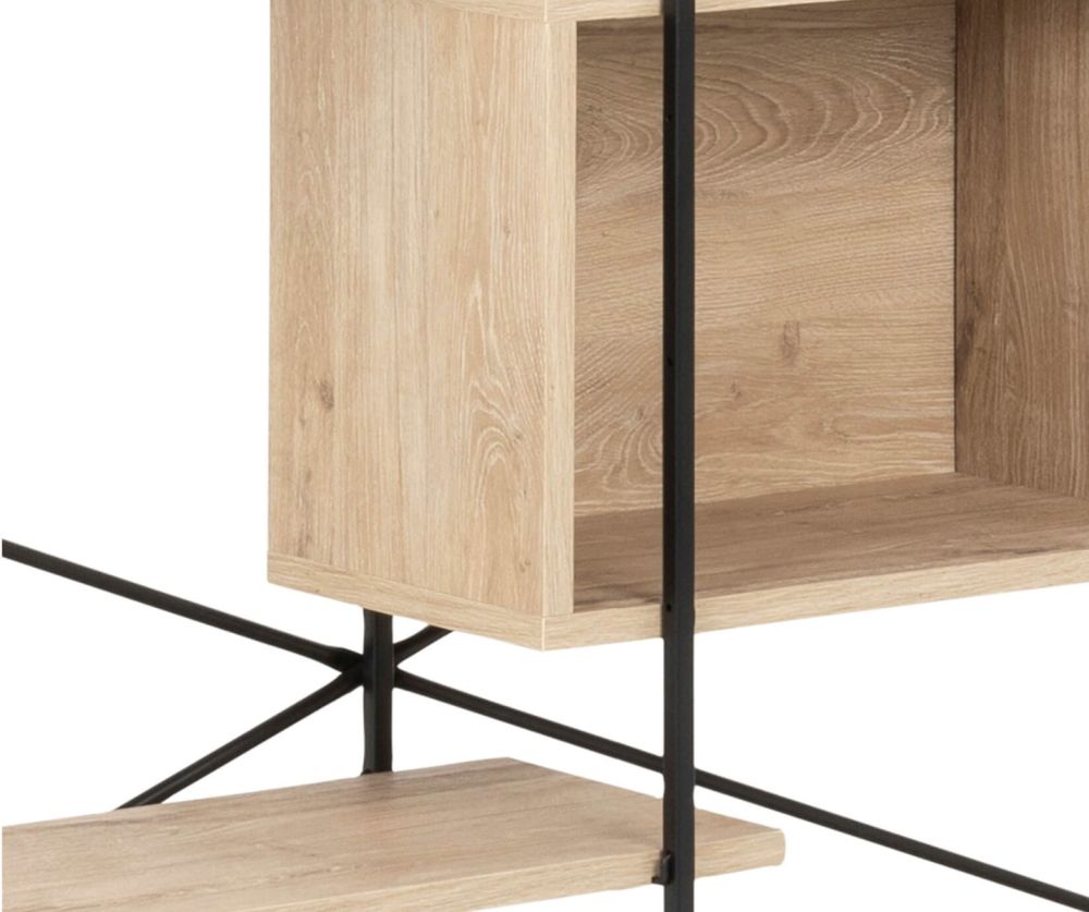 Angus White Oak And Black 1 Sliding Door And 5 Shelves Bookcase 