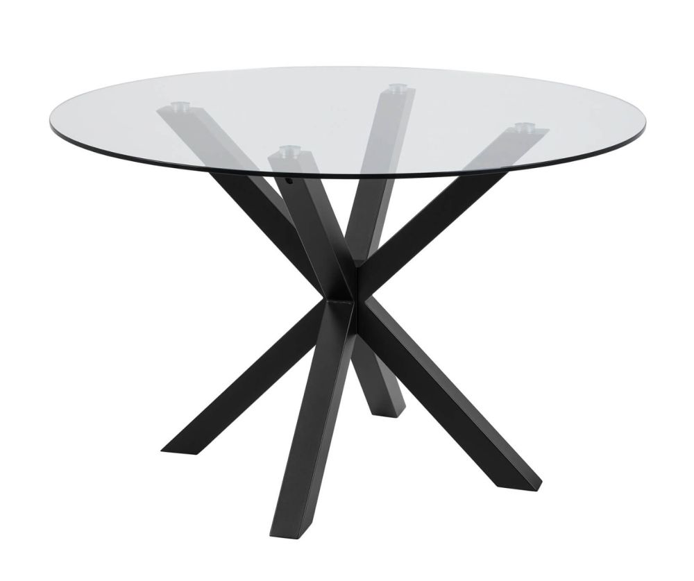Heaven Glass Top Round Dining Table with Clear With Black Legs
