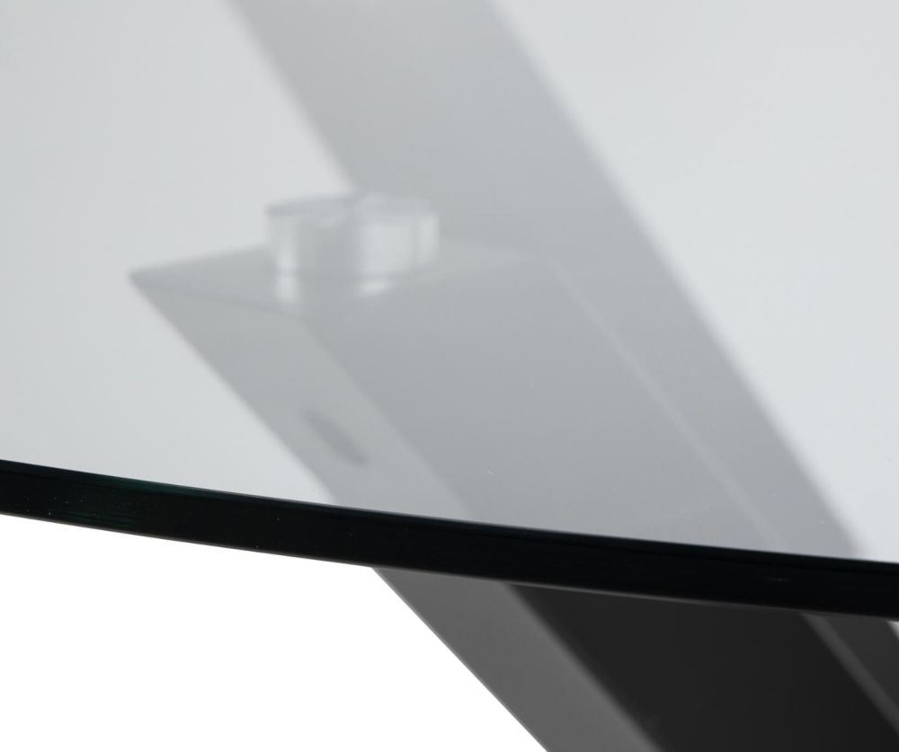 Heaven Glass Top Round Dining Table with Clear With Black Legs