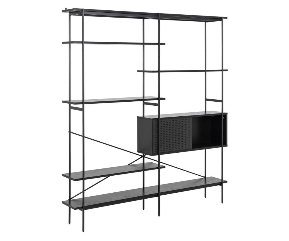 Angus Black 1 Sliding Door And 5 Shelves Bookcase 