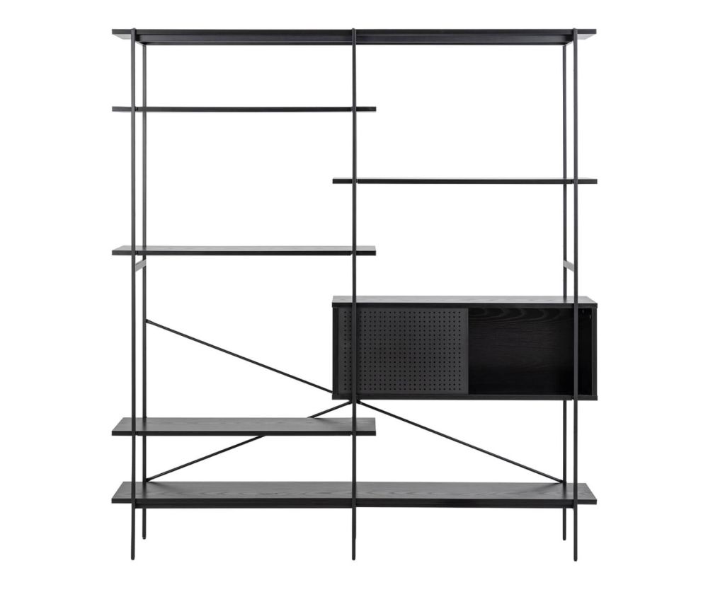 Angus Black 1 Sliding Door And 5 Shelves Bookcase 