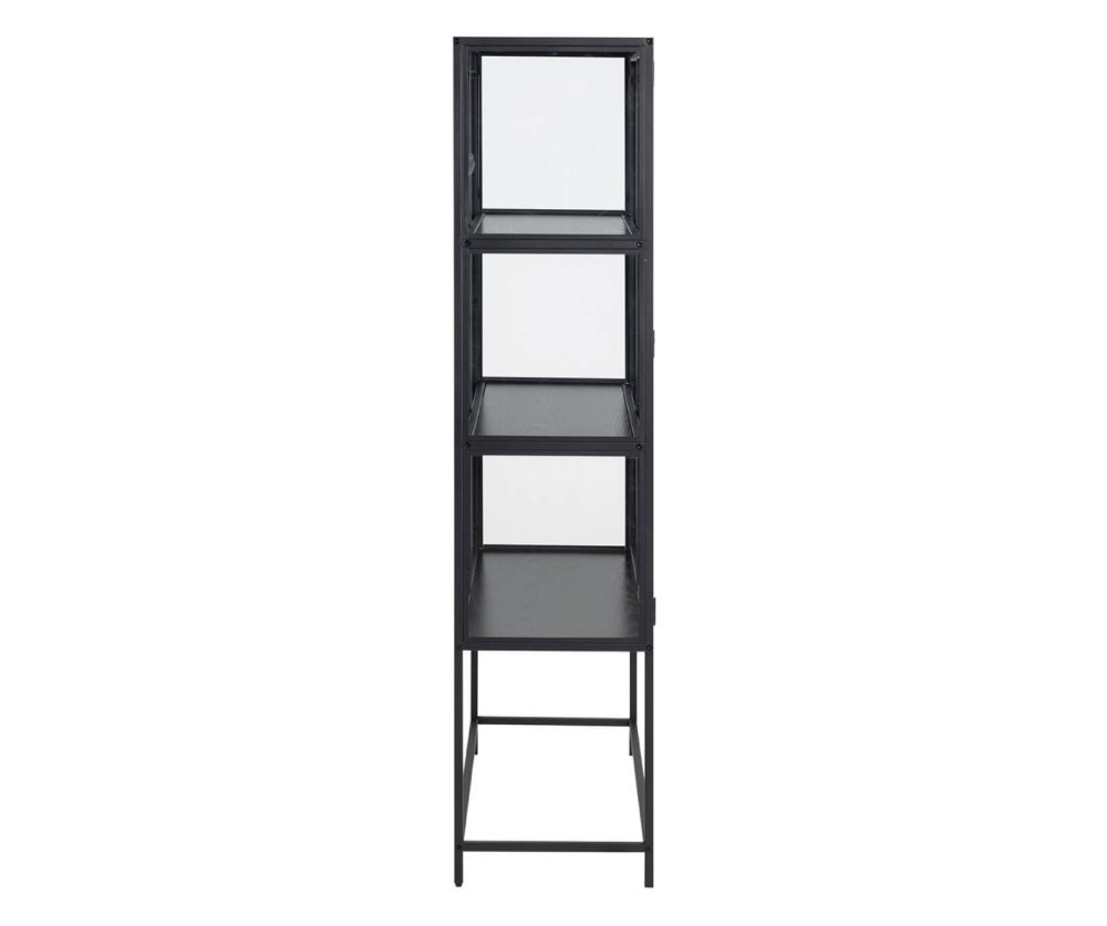 Seaford Black 2 Glass Door Display Cabinet 