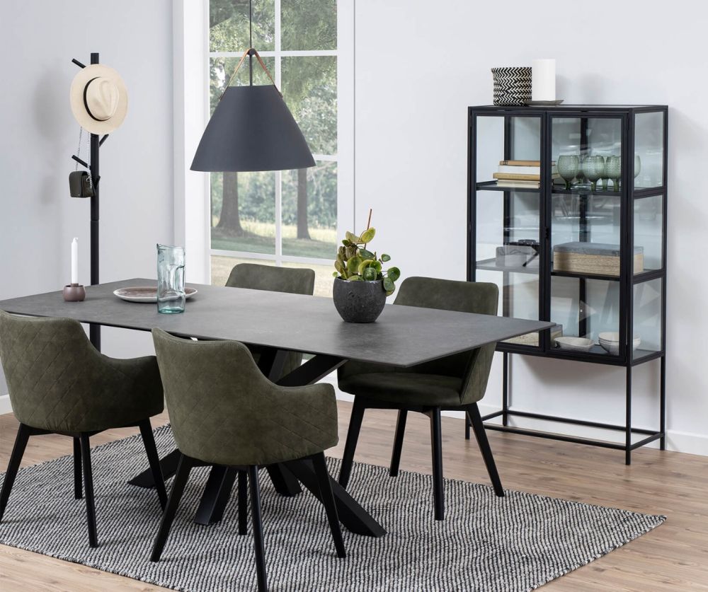 Seaford Black 2 Glass Door Display Cabinet 