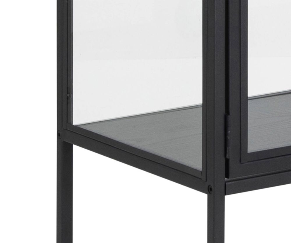 Seaford Black 2 Glass Door Display Cabinet 