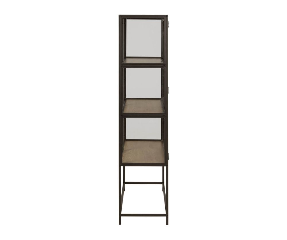 Seaford Black and Oak 2 Glass Door Display Cabinet 