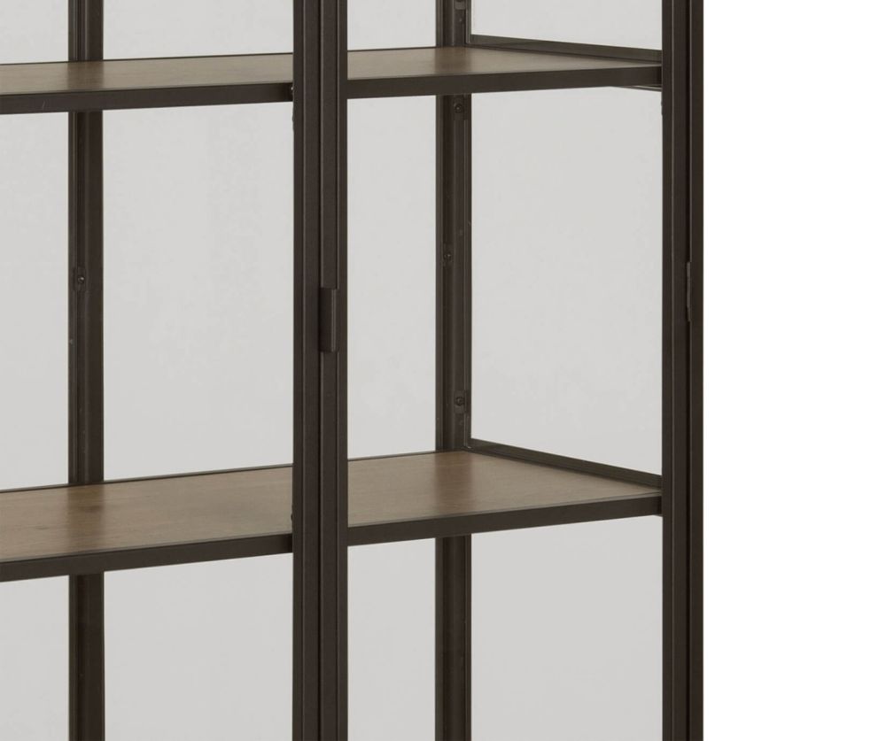 Seaford Black and Oak 2 Glass Door Display Cabinet 