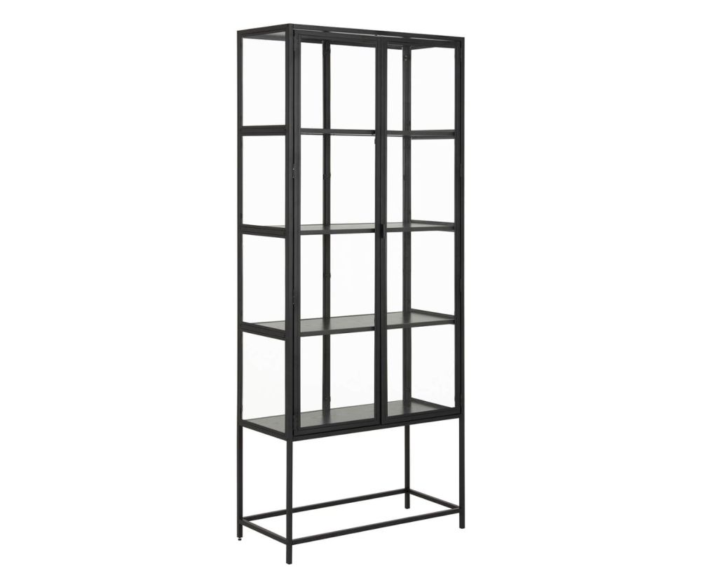 Seaford Tall Black Metal 2 Door Display Cabinet
