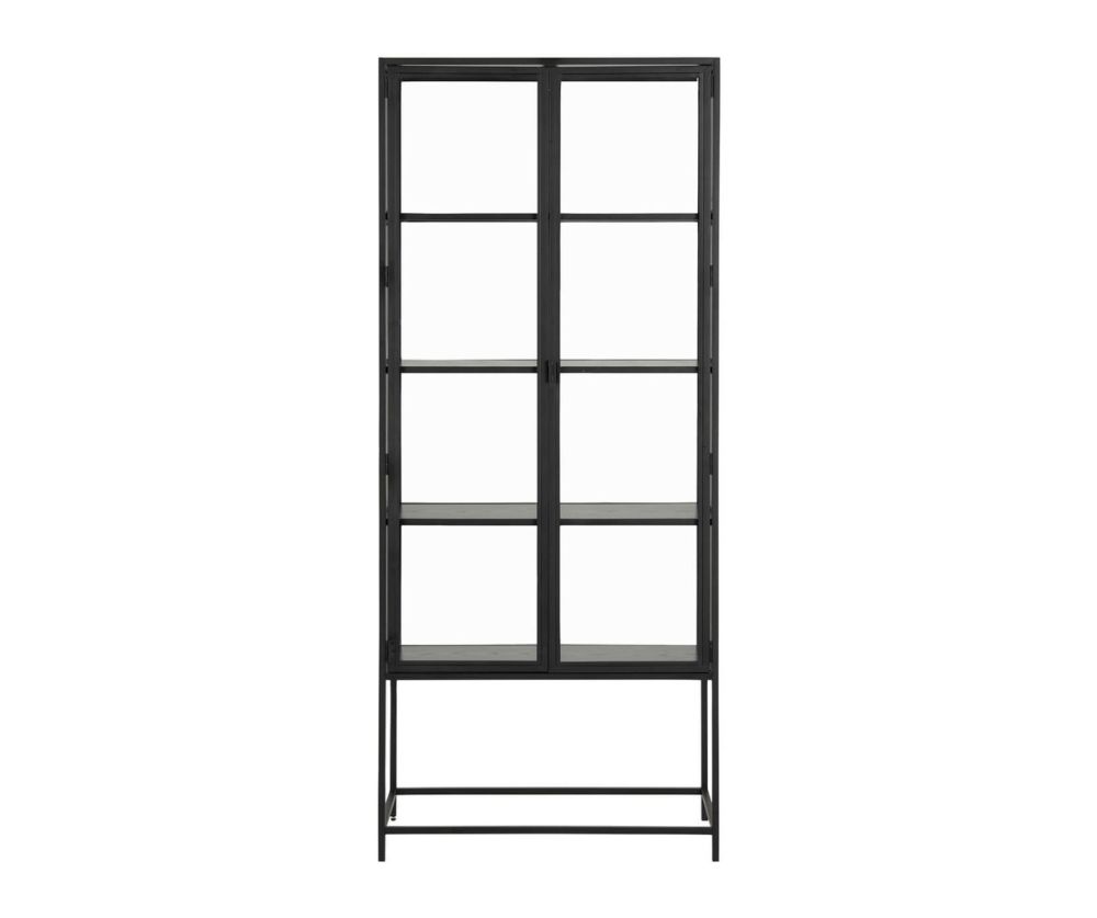 Seaford Tall Black Metal 2 Door Display Cabinet
