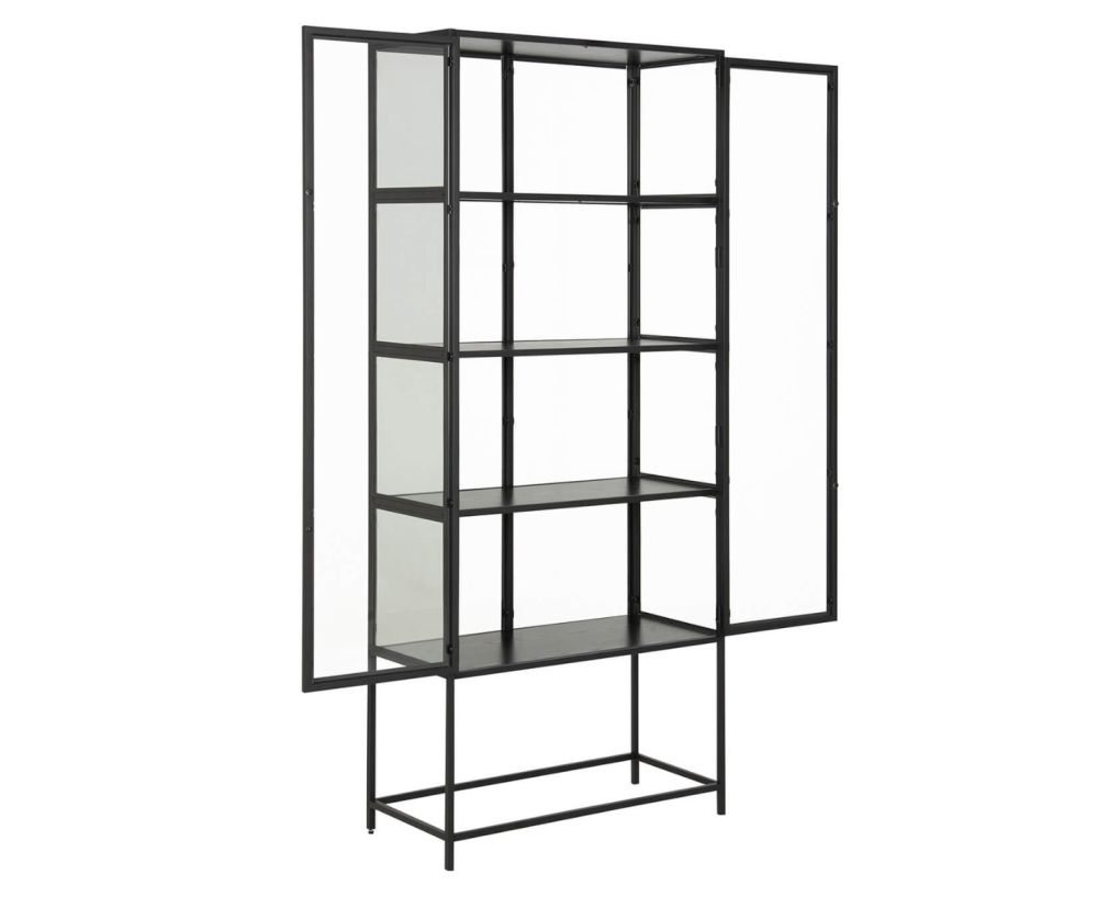 Seaford Tall Black Metal 2 Door Display Cabinet