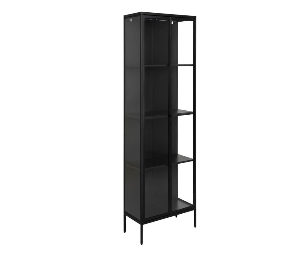 Newcastle Matt Black Tall 2 Door Display Cabinet 