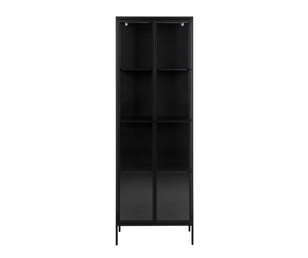 Newcastle Matt Black Tall 2 Door Display Cabinet 