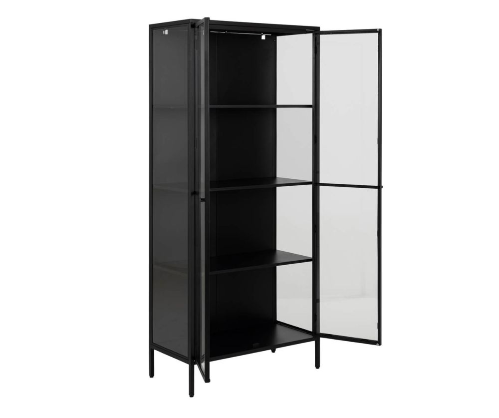 Newcastle Matt Black Tall 2 Door Display Cabinet 