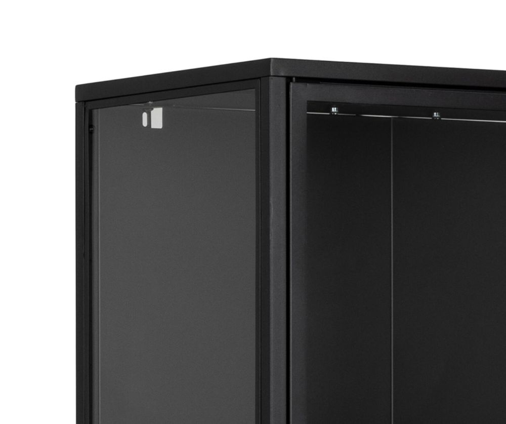 Newcastle Matt Black Tall 2 Door Display Cabinet 