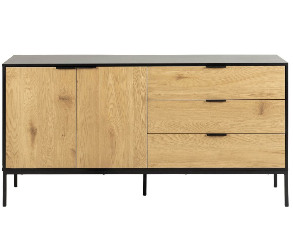 Seaford Black Sideboard with 2 Doors and 3 Drawers 