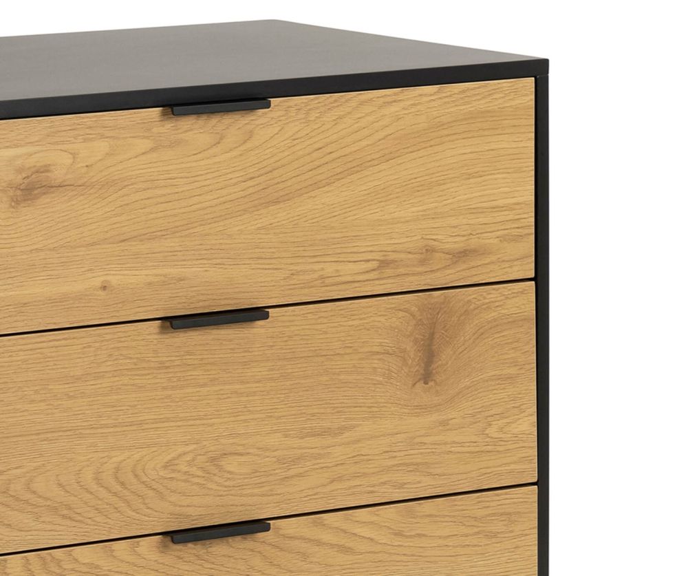 Seaford Black Sideboard with 2 Doors and 3 Drawers 