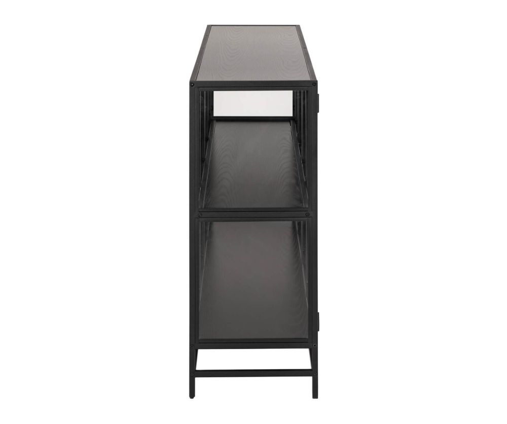 Seaford Black and Oak Display Cabinet with 4 Doors and 2 Shelves 