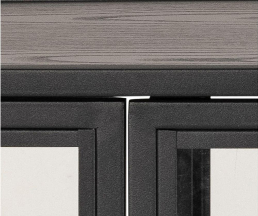 Seaford Black and Oak Display Cabinet with 4 Doors and 2 Shelves 