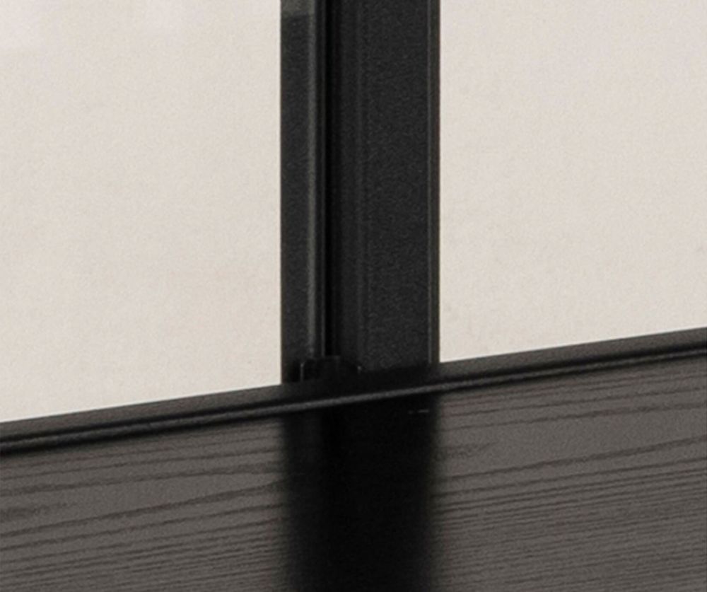 Seaford Black and Oak Display Cabinet with 4 Doors and 2 Shelves 