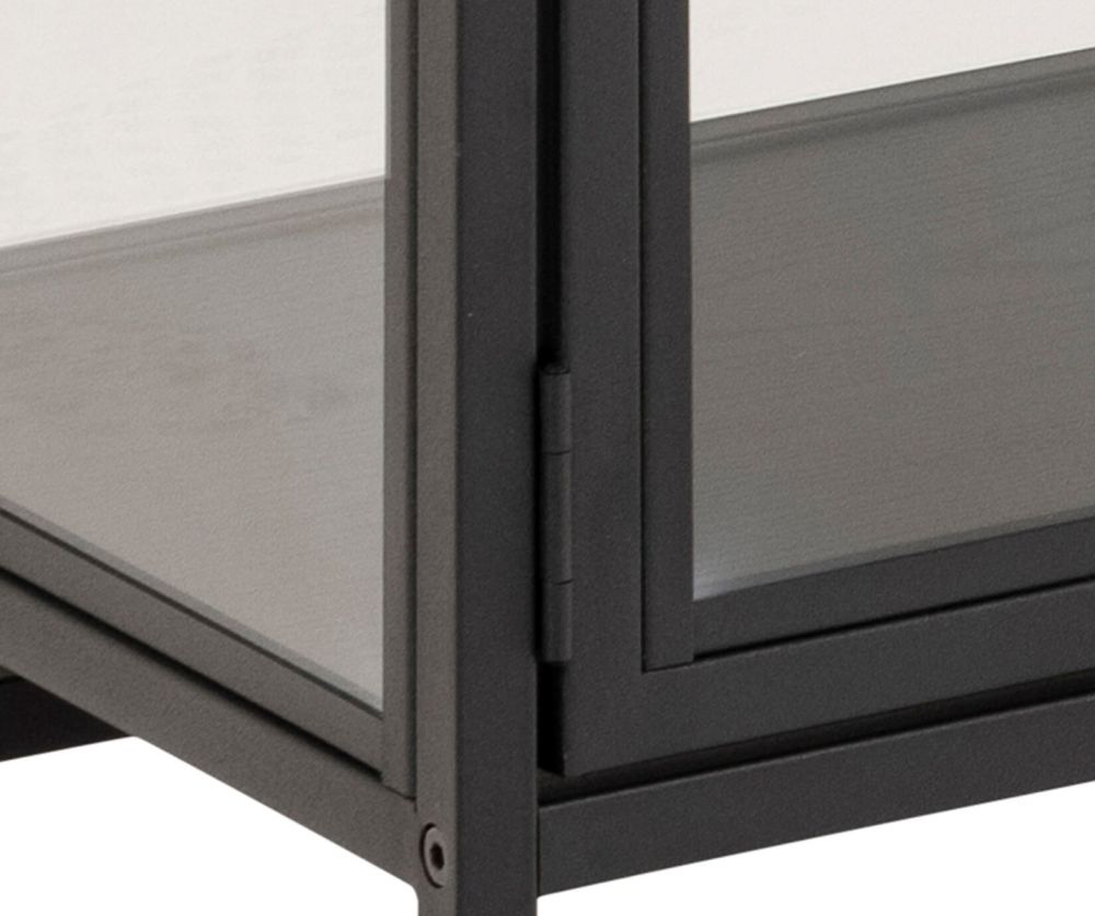 Seaford Black and Oak Display Cabinet with 4 Doors and 2 Shelves 