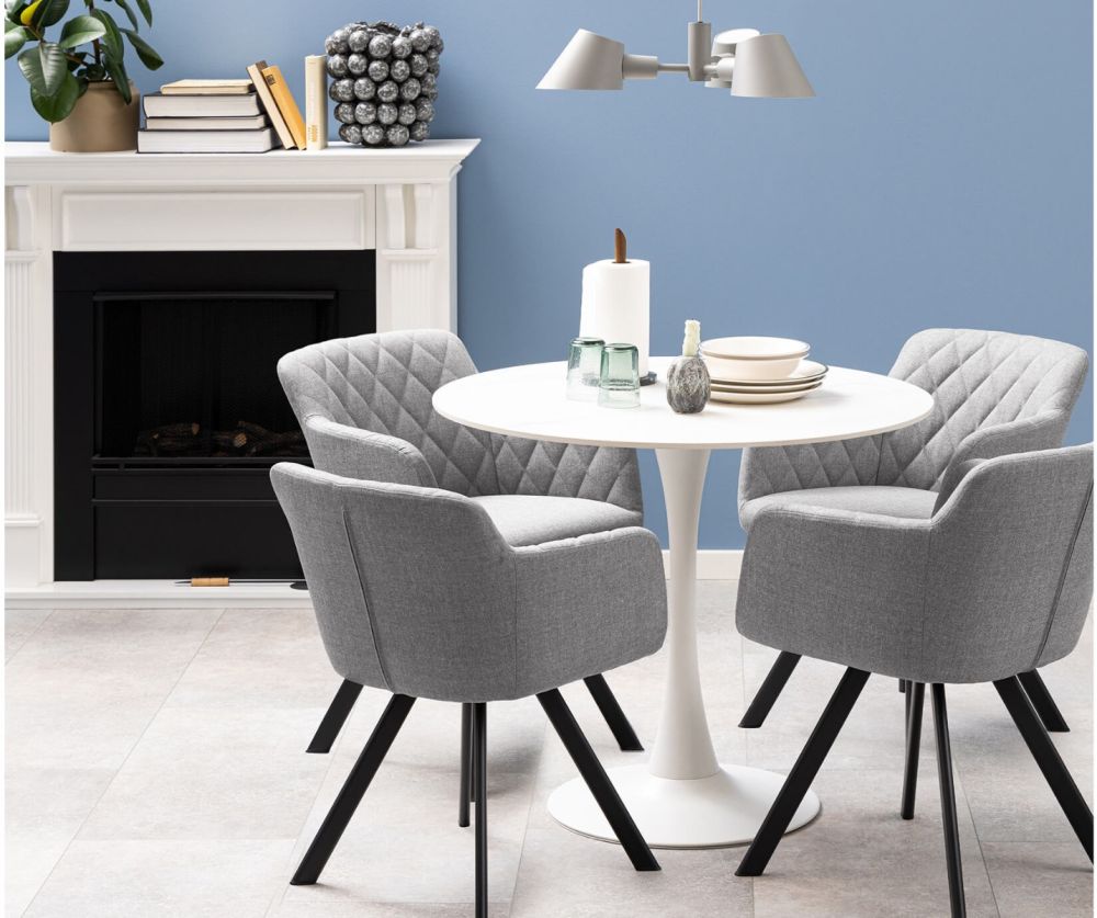 Malta White Ceramic Round Dining Table 