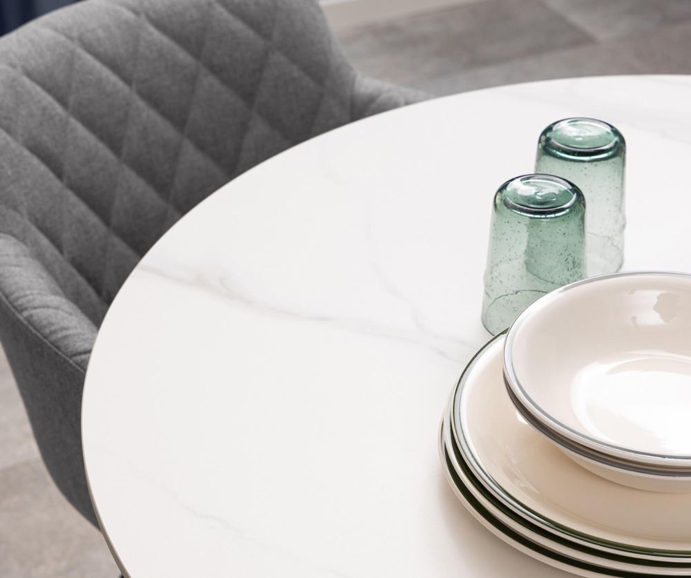 Malta White Ceramic Round Dining Table 