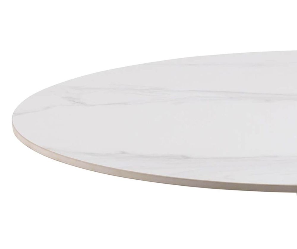 Malta White Ceramic Round Dining Table 