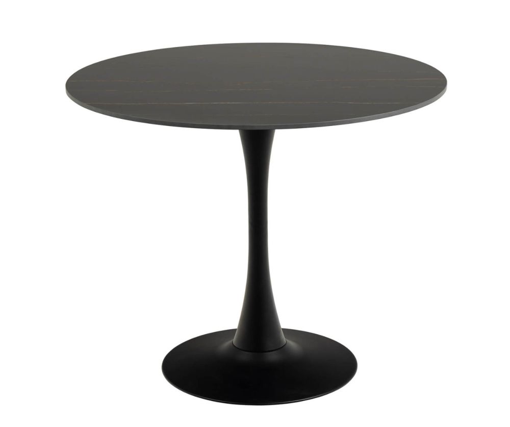 Malta Black Ceramic Round Dining Table 