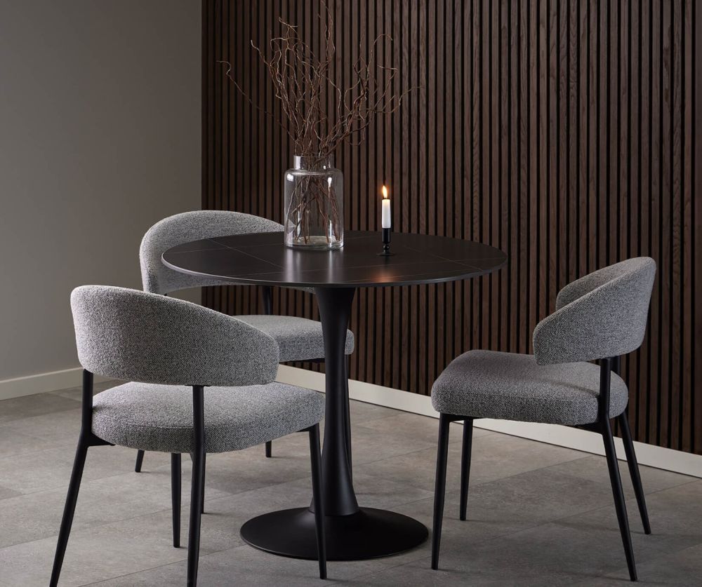Malta Black Ceramic Round Dining Table 