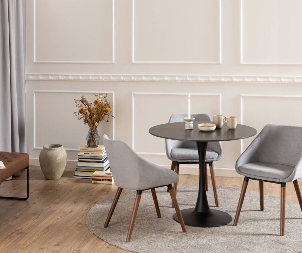 Malta Black Ceramic Round Dining Table 