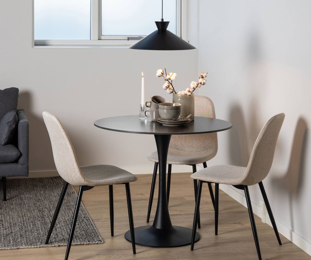 Malta Black Ceramic Round Dining Table 