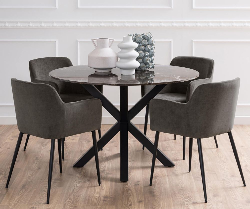 Heaven Dining Table with Brown Polished Marble Top