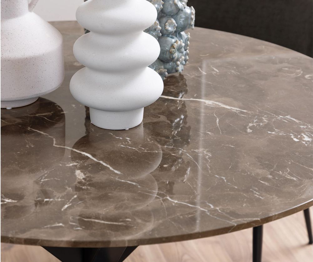 Heaven Dining Table with Brown Polished Marble Top