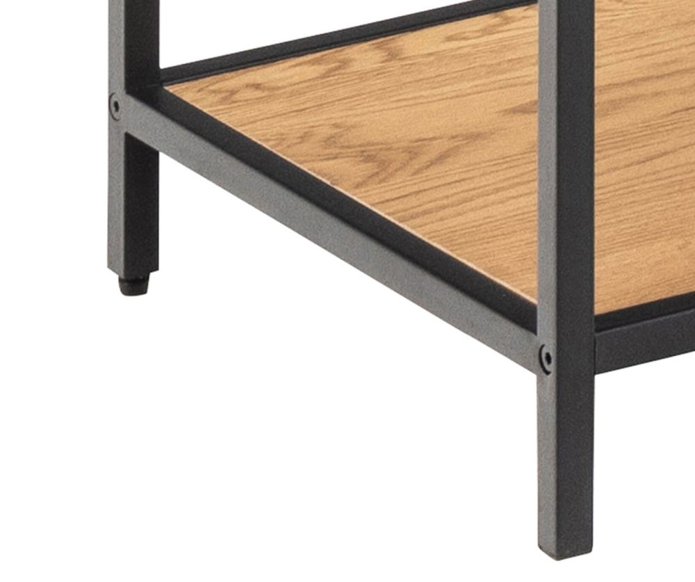 Seaford Black and Oak Bookcase with 7 Shelves and Glass Front Display 