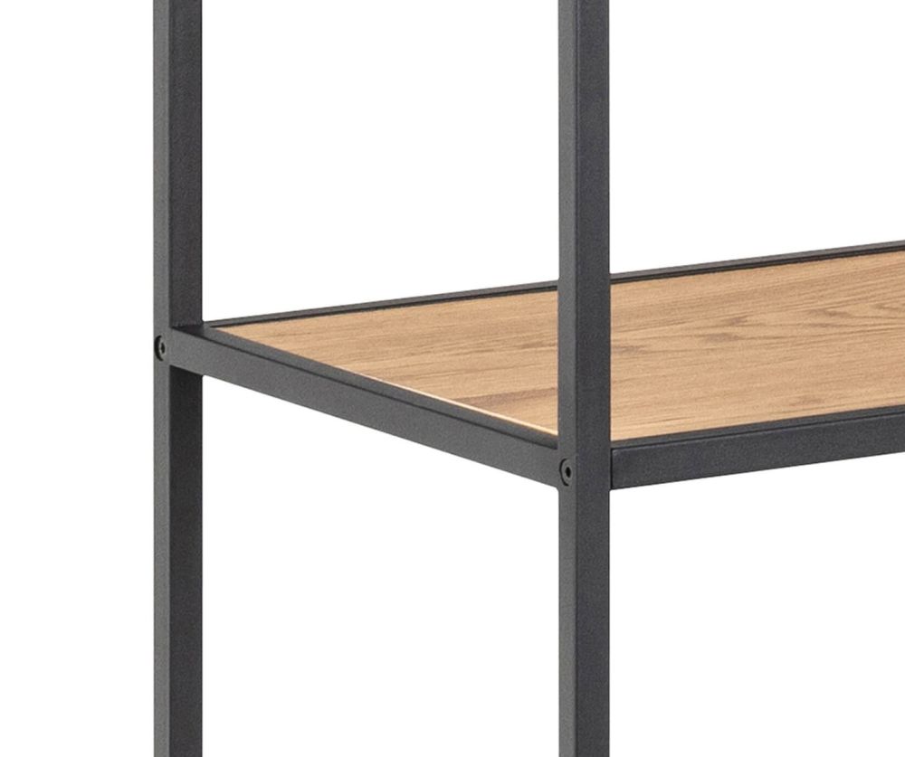Seaford Black and Oak Bookcase with 7 Shelves and Glass Front Display 