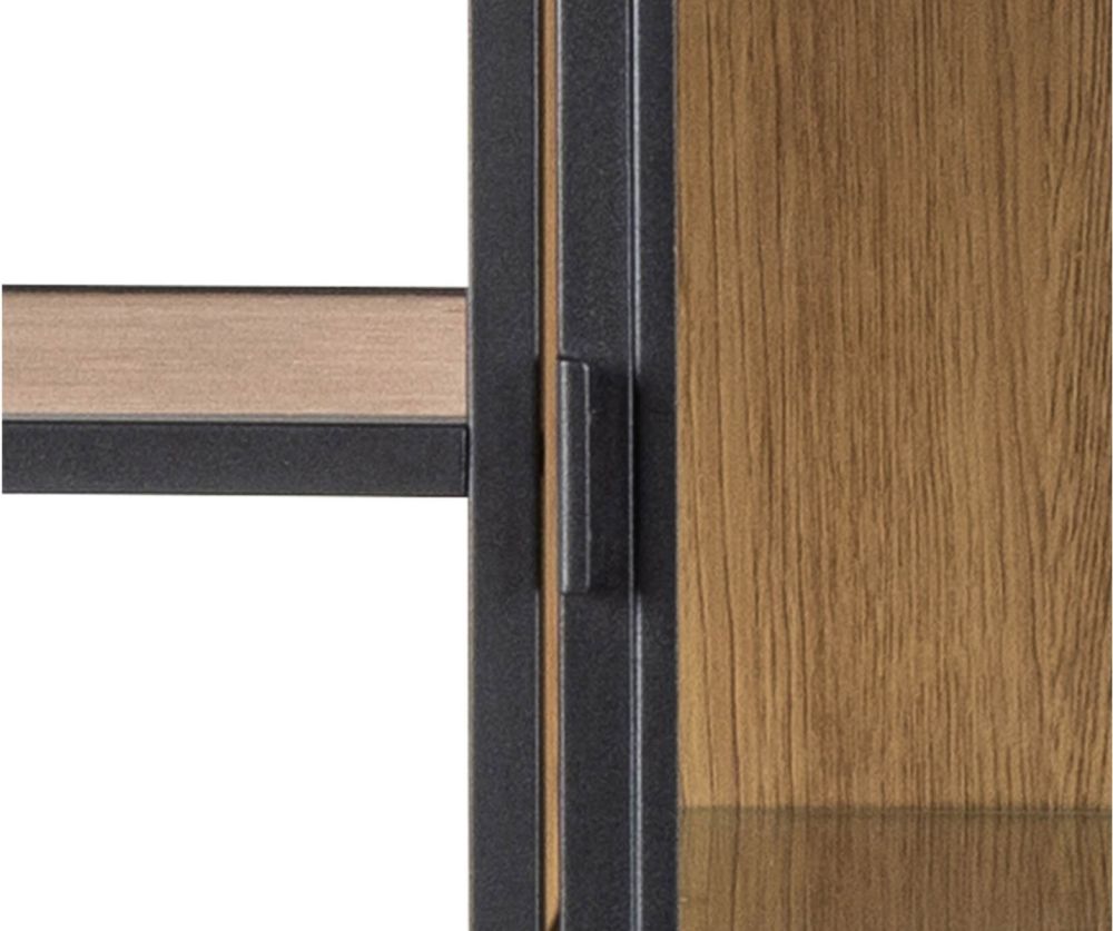 Seaford Black and Oak Bookcase with 7 Shelves and Glass Front Display 