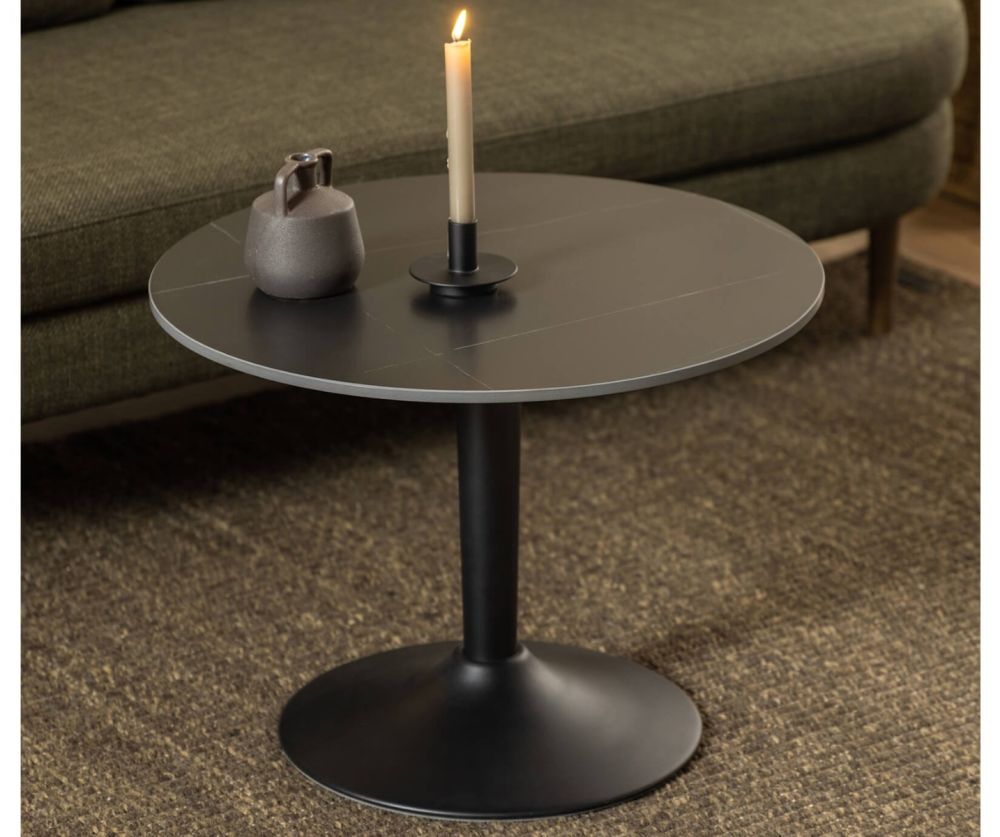Malta Ceramic Matt black Round Coffee Table 